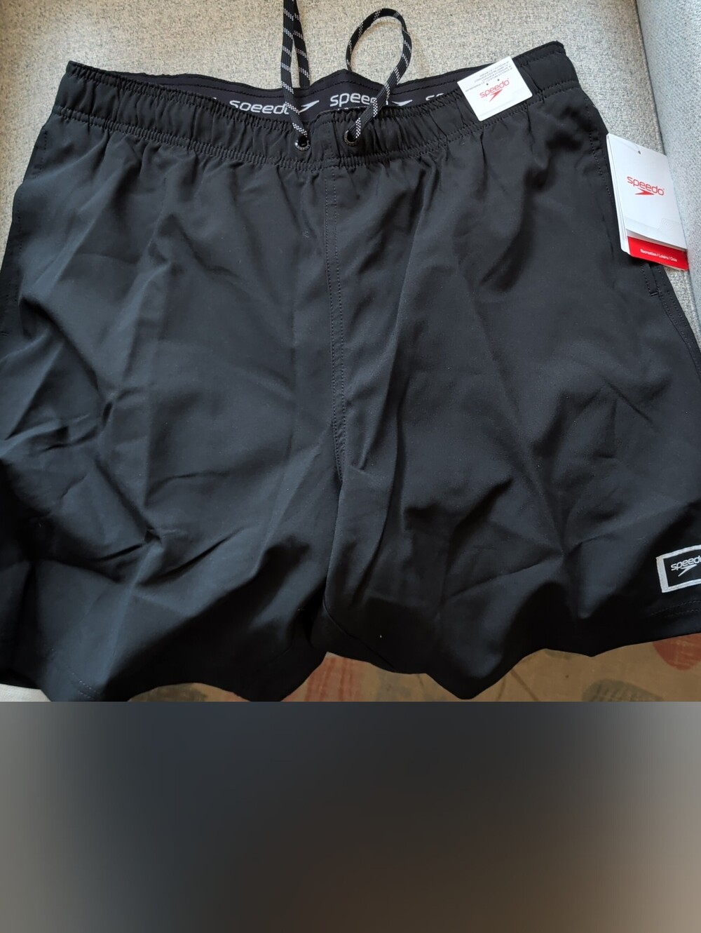 Speedo Black Men's Athletic Swim Shorts with Drawcord